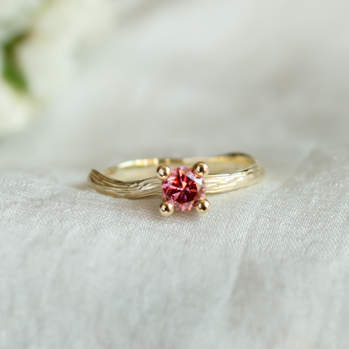 Větvičkový prsten s růžovým lab grown diamantem ROWIK