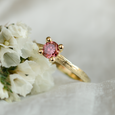 Pink lab grown diamond twig engagement ring ROWIK