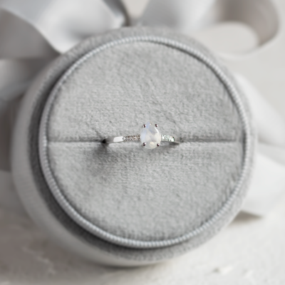 Gold ring with moonstone and diamonds ROXANE