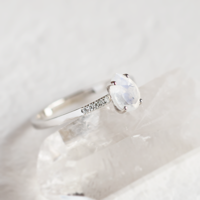 Gold ring with moonstone and diamonds ROXANE