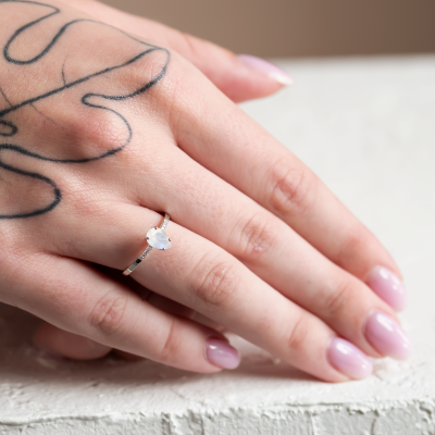 Gold ring with moonstone and diamonds ROXANE