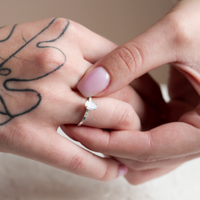 Gold ring with moonstone and diamonds ROXANE