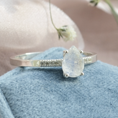 Gold ring with moonstone and diamonds ROXANE