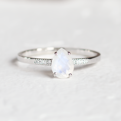 Gold ring with moonstone and diamonds ROXANE