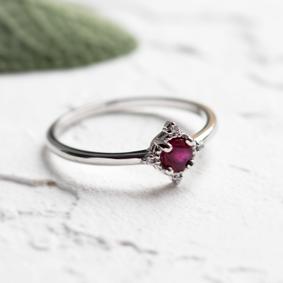 Zlatý prsten s rubínem a diamanty RUBY