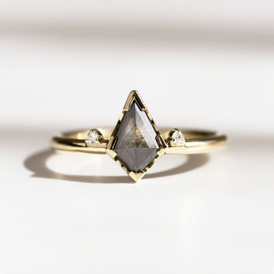Set gold rings with salt and pepper diamond SALLY
