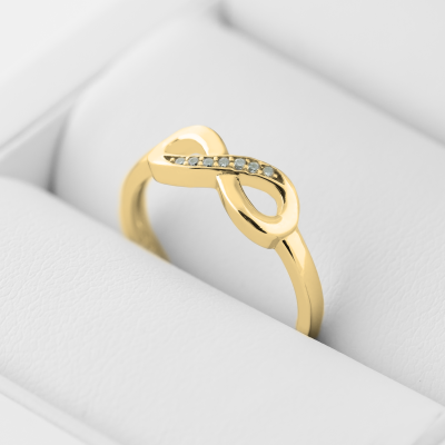 Zlatý prsten ve tvaru nekonečna s diamanty SALVIN