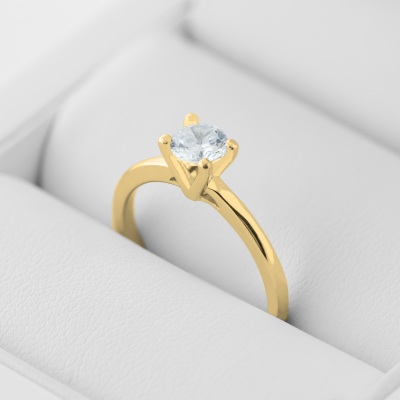 Zásnubní zlatý diamantový prsten SEMLE