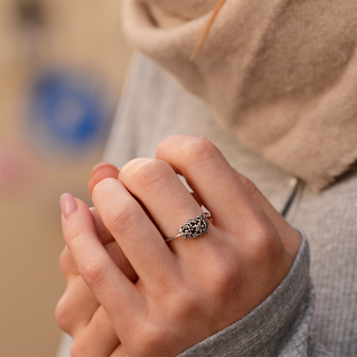 Gold cluster ring with salt and pepper diamonds SEVERINOS