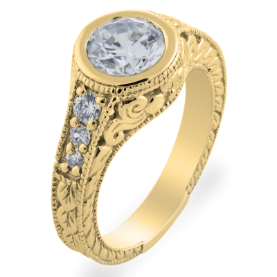 Vintage ring with moissanite and diamonds SOLA