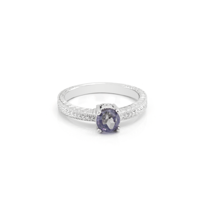 Prsten osazený fialovým zirkonem ve viktoriánském stylu STAI