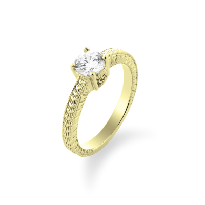 Original gold rings with moissanite 0.5ct  in Victorian style STAI