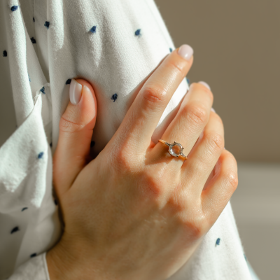 Lab grown diamond and natural diamond gold ring SYDNEY