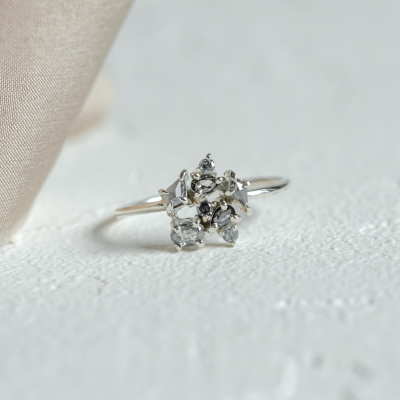 Statement cluster ring with salt and pepper diamonds TASHA