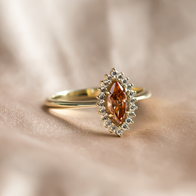 Orange lab grown diamond engagement ring TIANA