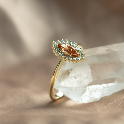 Orange lab grown diamond engagement ring TIANA