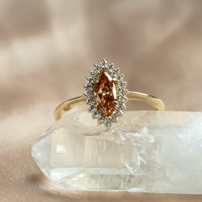 Orange lab grown diamond engagement ring TIANA