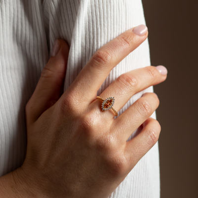 Orange lab grown diamond engagement ring TIANA