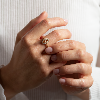 Orange lab grown diamond engagement ring TIANA