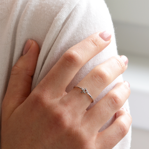 Minimalist cluster salt and pepper diamond ring TILPI