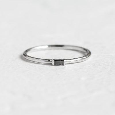 Gold ring with baguette salt'n'pepper diamond TORRE