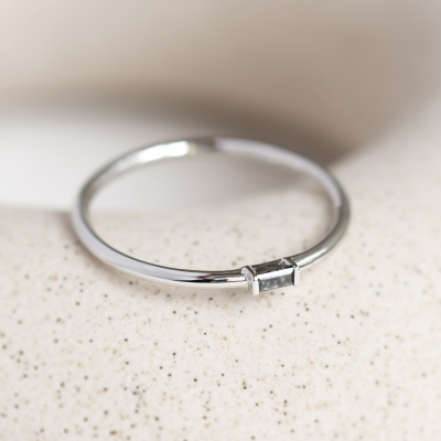 Gold ring with baguette salt'n'pepper diamond TORRE