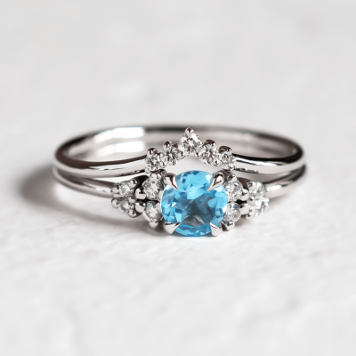 Minimalist curved diamond wedding ring UMA