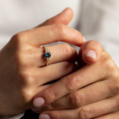 Cluster lab grown anniversary ring for her VAIANA