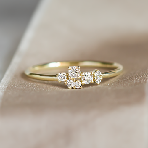 Zlatý cluster prsten s diamanty VENICE