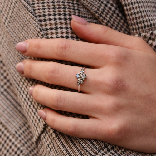 Gold ring with salt and pepper diamonds CLUSTRÉ