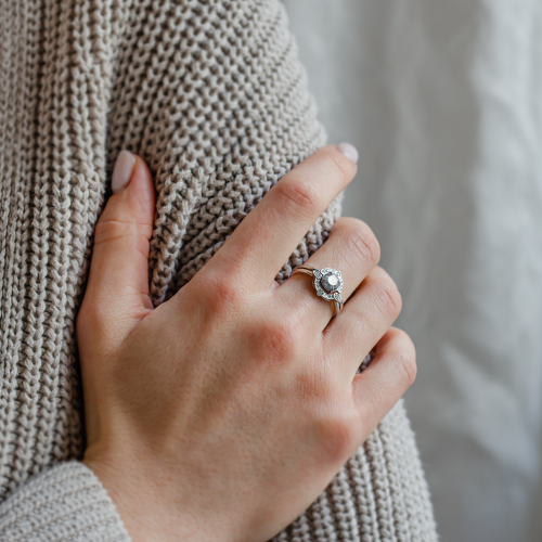 Engagement set with salt and pepper diamonds BRIGHTON