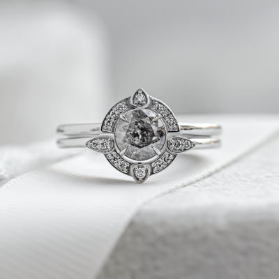 Engagement set with salt and pepper diamonds BRIGHTON