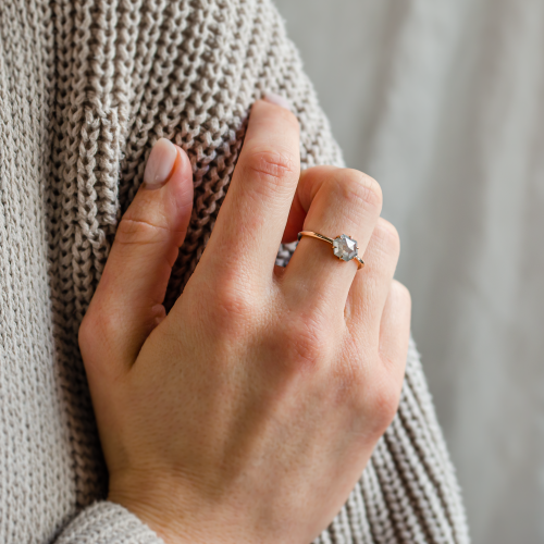 Wedding set of rings with salt'n'pepper diamonds POET