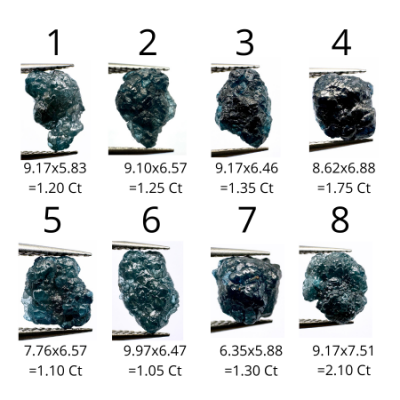 Prsten ze zlata se surovým modrým diamantem a klasickými diamanty POSEIDON