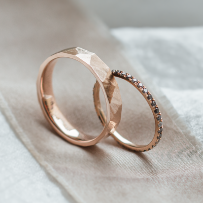 Combined unusual wedding rings ALEX