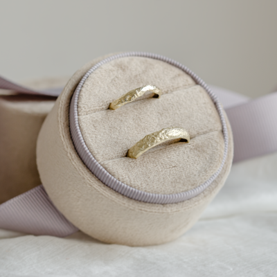 Gold wedding bands with moon surface APOLLO