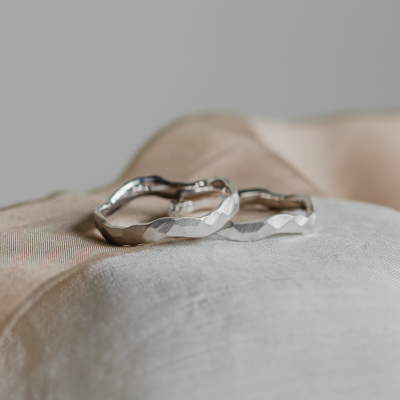 Hammered unusual wedding rings ARYA