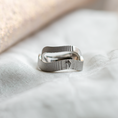 Original wedding rings with salt and pepper diamond CHARLES