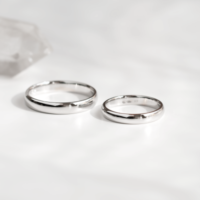 Solid wedding rings made of white gold TESSA