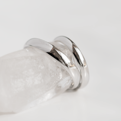 Solid wedding rings made of white gold TESSA