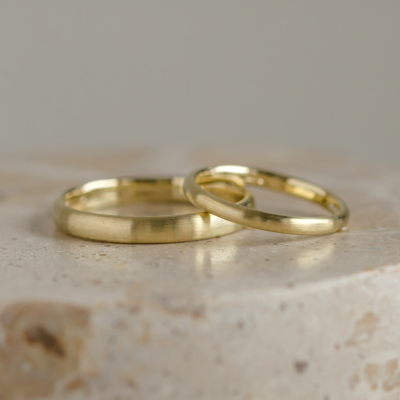 Solid wedding rings made of white gold (mat) ODELL