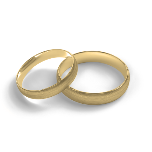 D-SHAPE mat wedding yellow gold rings VERMONT