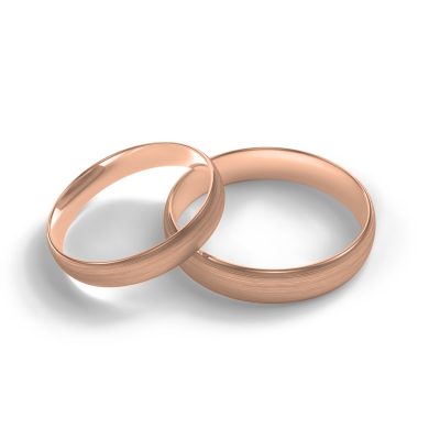 D-SHAPE mat wedding yellow gold rings - Delicate Simplicity