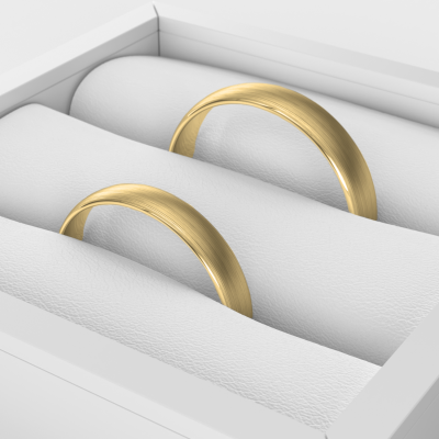 D-SHAPE mat wedding yellow gold rings - Delicate Simplicity