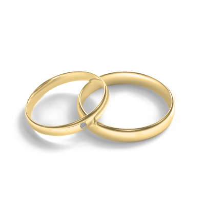 Matt white gold wedding rings with diamond D-SHAPE