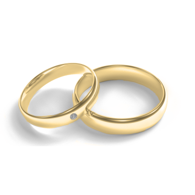 D-SHAPE yellow gold wedding rings with diamond Delicate Simplicity