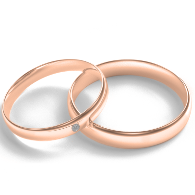 D-SHAPE red gold wedding rings  with diamond Delicate Simplicity