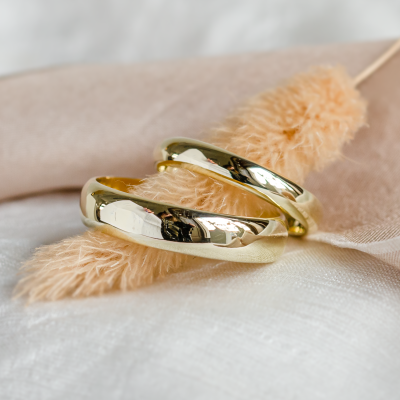 D-SHAPE wedding white gold rings