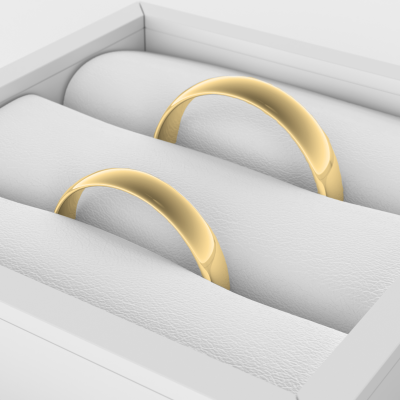 Solid wedding rings made of yellow gold