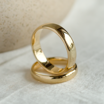 D-SHAPE wedding yellow gold rings MONTANA